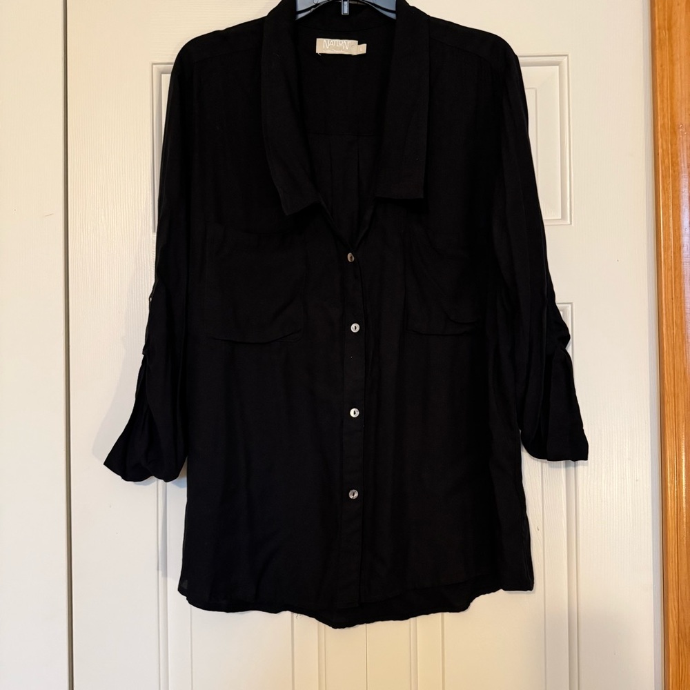 Nation LTD‎ Classic Roll Tab Black Button-Down Shirt